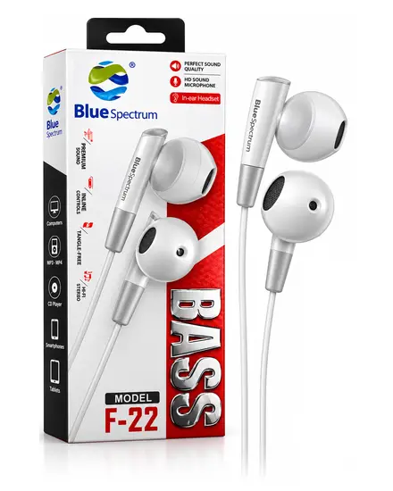 Bass Earphone أبيض Blue Spectrum F-22