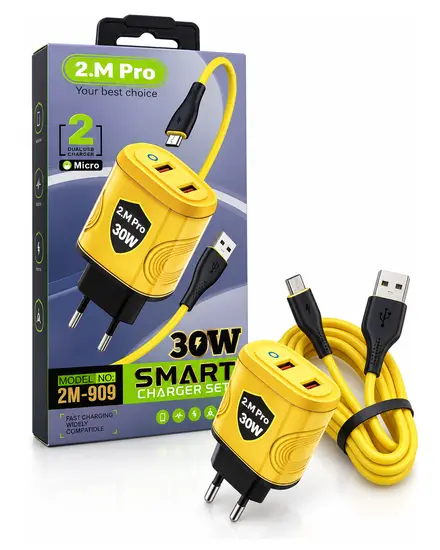 Smart Charger Set 30W منفذين مع كابل Micro 2.M Pro 2M-909