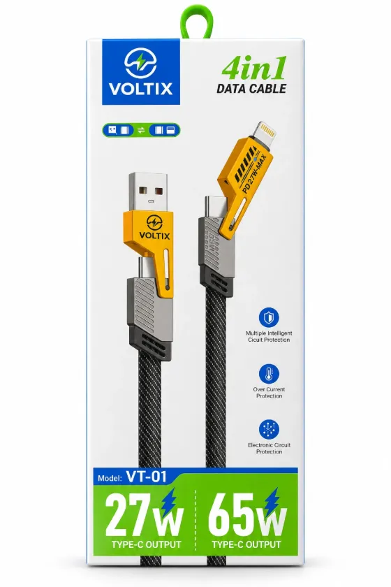 كابل داتا 4 في 1 (27W / 65W) Voltix VT-01
