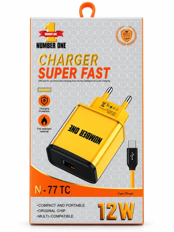شاحن 12W مع كابل Type-C Number One N-77