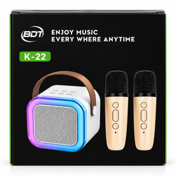 سبيكر كاريوكي مع 2 ميكروفون لاسلكي BDT K-22